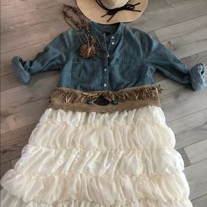 Handmade Denim&tulle Cowgirl Wedding Dress L